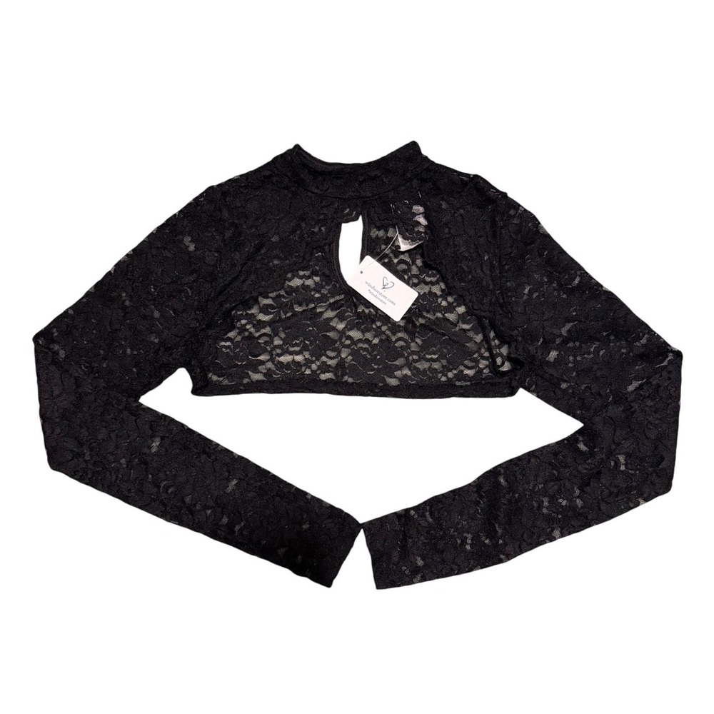 Windsor Gothcore Lace Shrug Small Black Whimsigoth Mock Neck Keyhole Long Sleeve